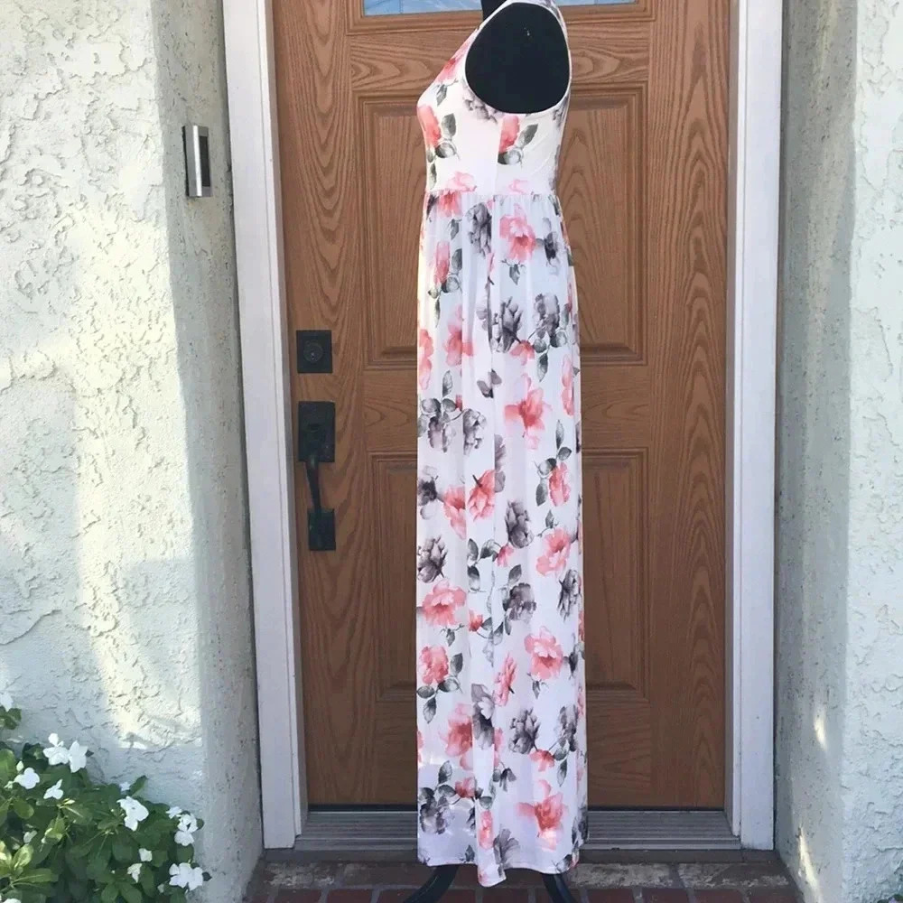 NewPink Blush Maxi Floral Maternity Dress - Picture 6 of 11